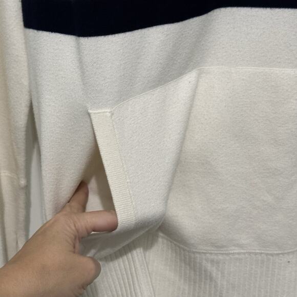 T by TALBOTS Size 1x Ivory White Striped Rainbow Mock Turtleneck Sweater - Picture 7 of 10